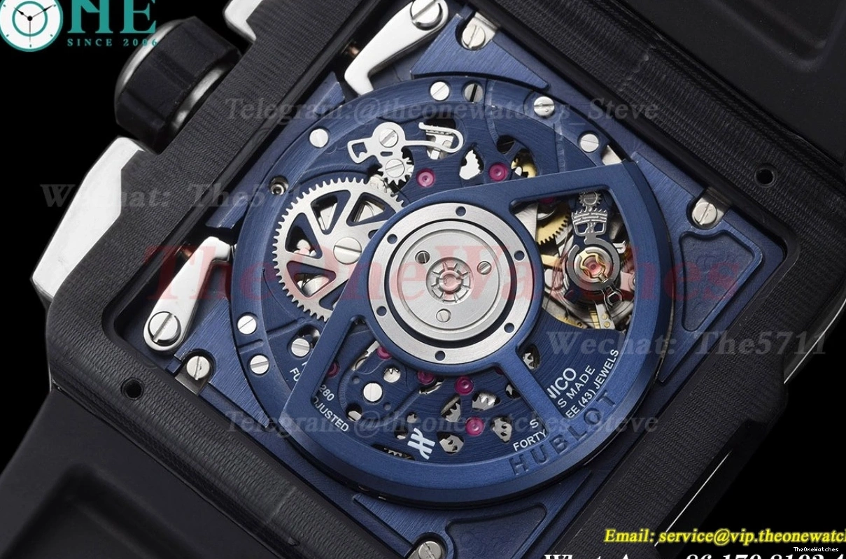 Cer HUB1280A Dial RU Square Skeleton 42mm SS Bang Blue BBF Unico 1230